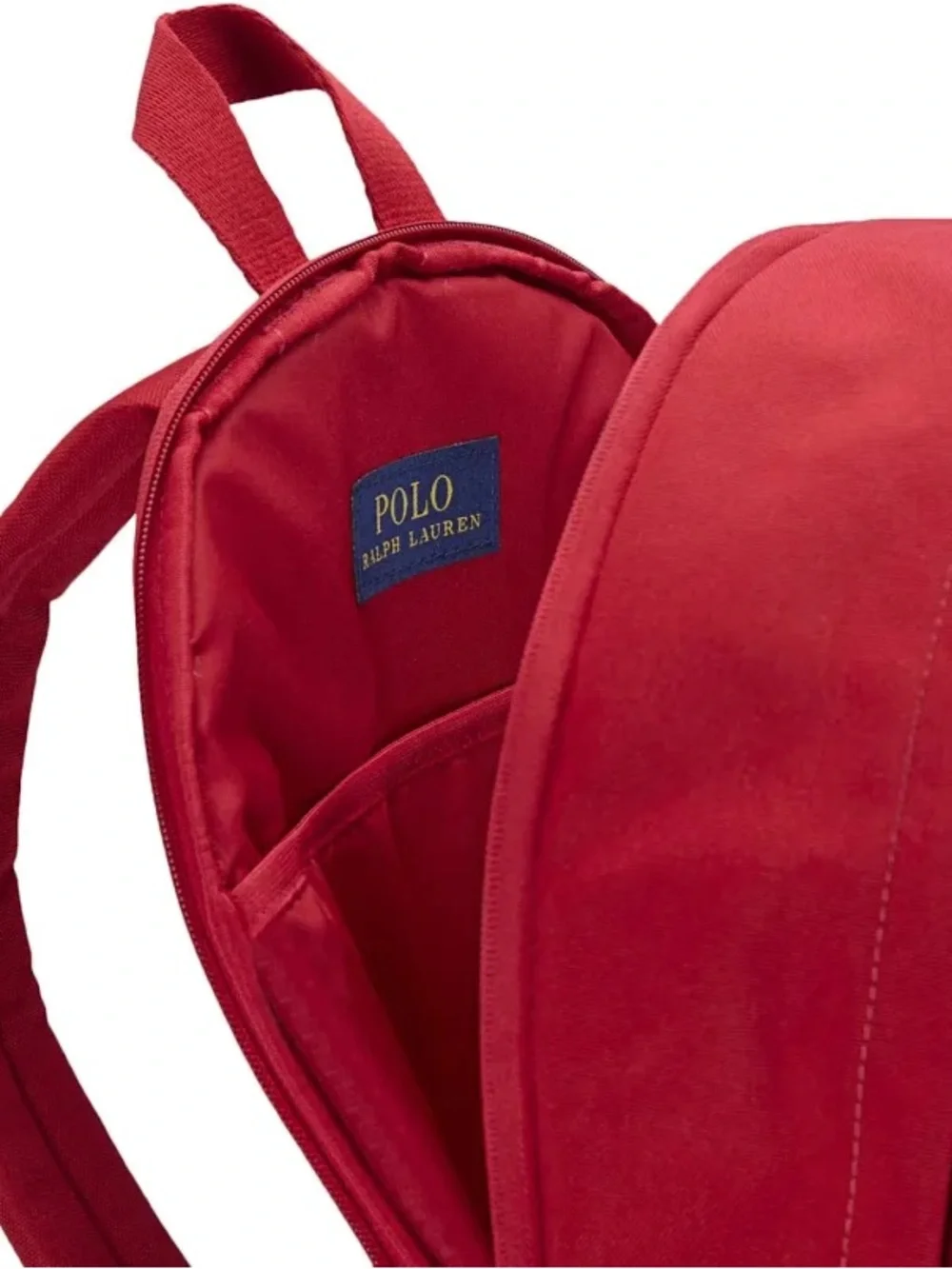 Polo by Ralph Lauren Red Canvas Backpack with Navy Logo